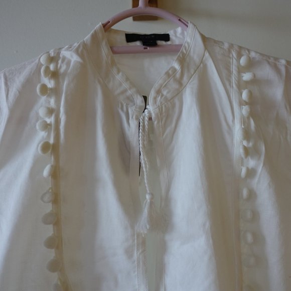 J.Crew A7444 Pom-Pom Tassel Swim Cotton Beach Tunic Top XXS 00 - Picture 14 of 16